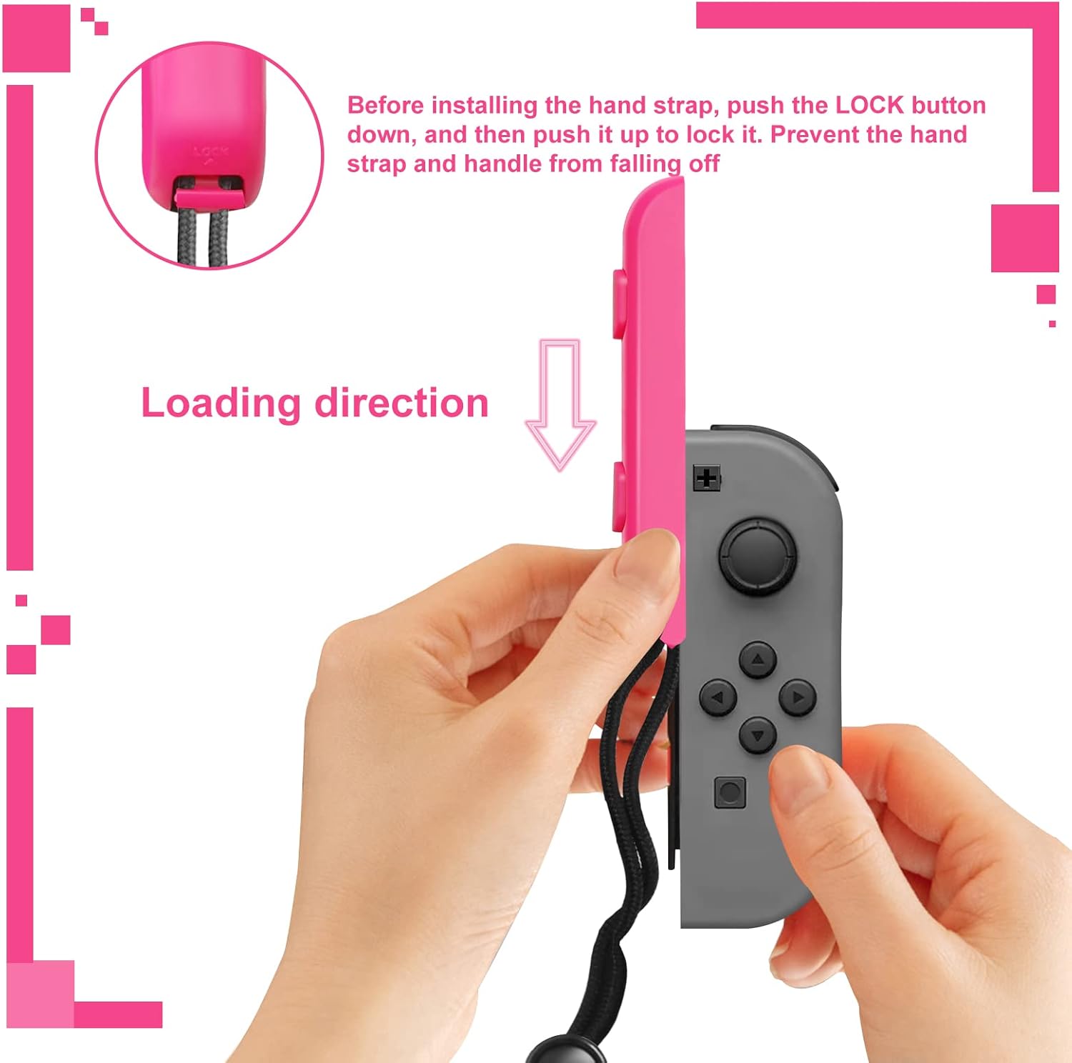 XBERSTAR 1 Pair Portable Controller Carrying Hand Strap Wrist Rope for Switch Video Games (Pink) - Image 4