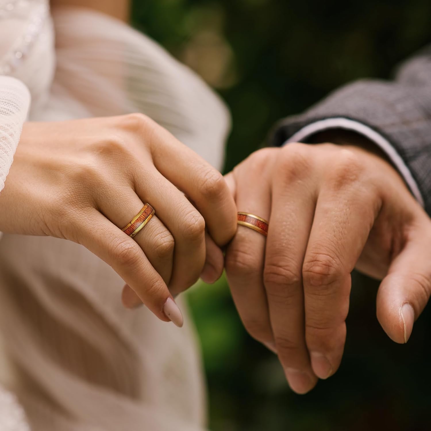 King Will Nature Koa Wood Inlay Tungsten Carbide Wedding Ring 8mm Silver/Black/Gold/Green/Rose Gold/Blue Wedding Band for Men High Polished Anniversary Rings Comfort Fit Size 6-15 - Image 5