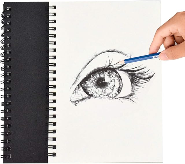 2 Pack A5 Sketchbook,100 Pages Spiral Bound Notebook, Blank Drawing Paper Sketch Book, Drawing Notebook, Black Kraft Cover Sketch Pad,Notepad Plain Paper for Painting Watercolor,Journalr,Landscape