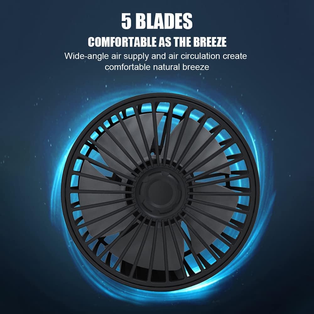 Riloer 360-degree Adjustment 2-Speed Levels USB Charging Dual Head Car Fan Car Fan Portable Vehicle Fan Twin Head Electric Fan Vehicle Mounted USB Fan