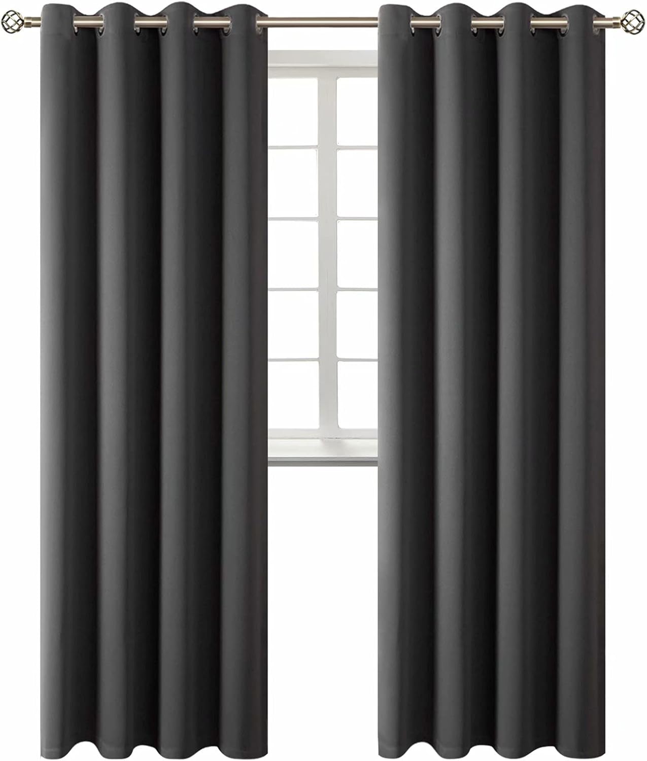 BGment Blackout Curtains for Living Room - Grommet Thermal Insulated Room Darkening Curtains for Bedroom, 2 Panels of 52 x 95 Inch, Dark Grey