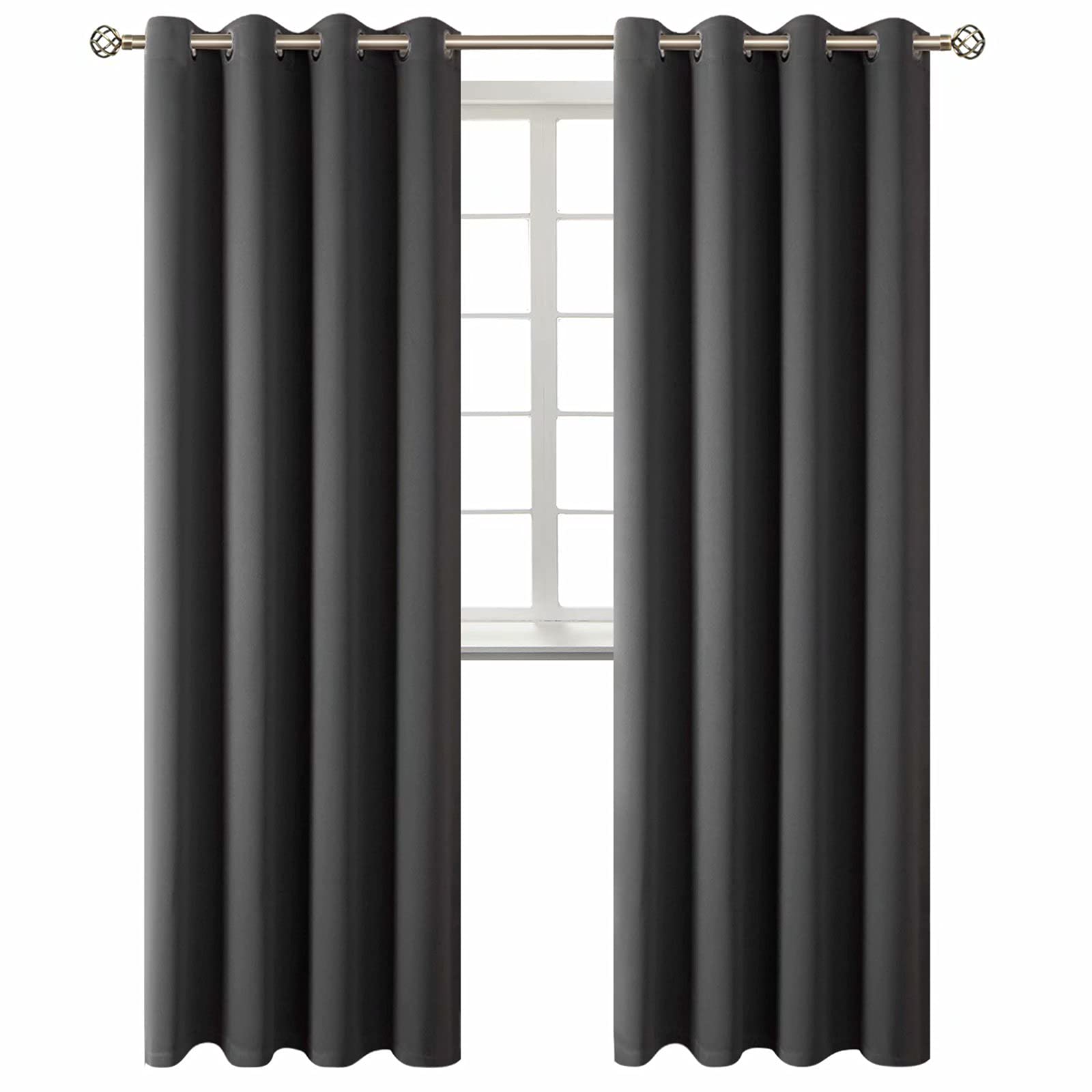 BGment Blackout Curtains for Living Room - Grommet Thermal Insulated Room Darkening Curtains for Bedroom, 2 Panels of 52 x 95 Inch, Dark Grey