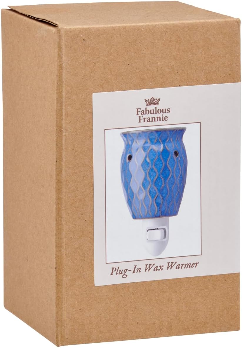 Fabulous Frannie Ceramic Wax Melt Warmer, Plug in Wax Warmer for Scented Wax, Scentsy Wax Warmer for Fragrance Oil, Night Light Wax Burner Decoration Blue Waves