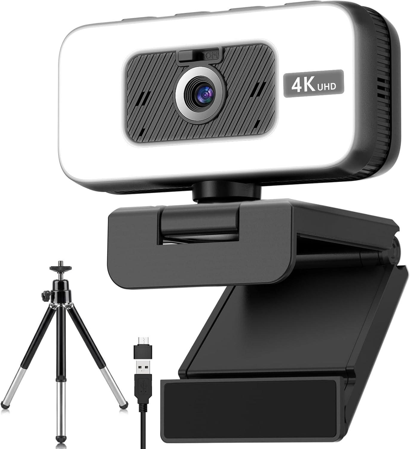 Webcam 4K, Autofokus PC Kamera mit Mikrofon für Laptop