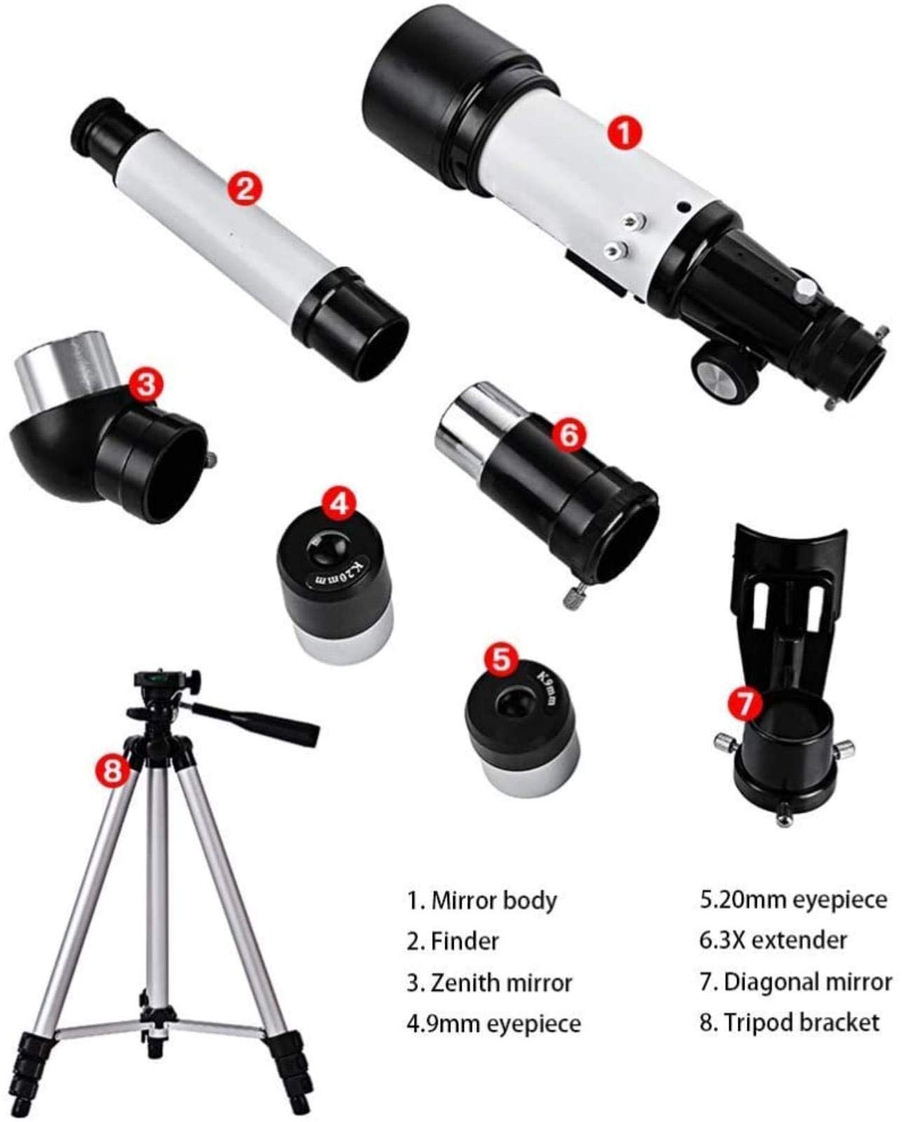 QTANZIQI Przenośna lornetka teleskop astronomiczny dużej mocy teleskop do astronomii kosmicznej dla początkujących monokularowy 50-100Mm refraktor edukacyjna luneta do obserwacji ptaków