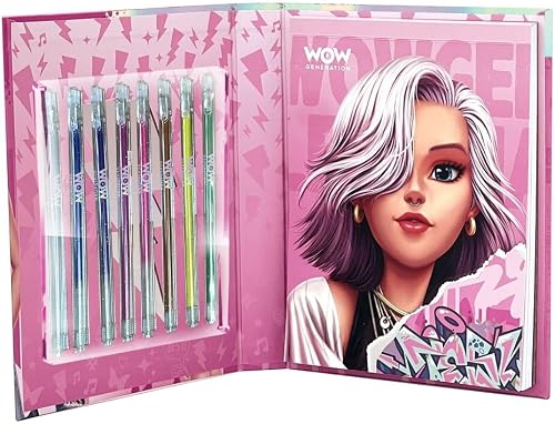 Wow Generation - Cuaderno para Colorear con 8 Bolígrafos de Gel Metálicos
