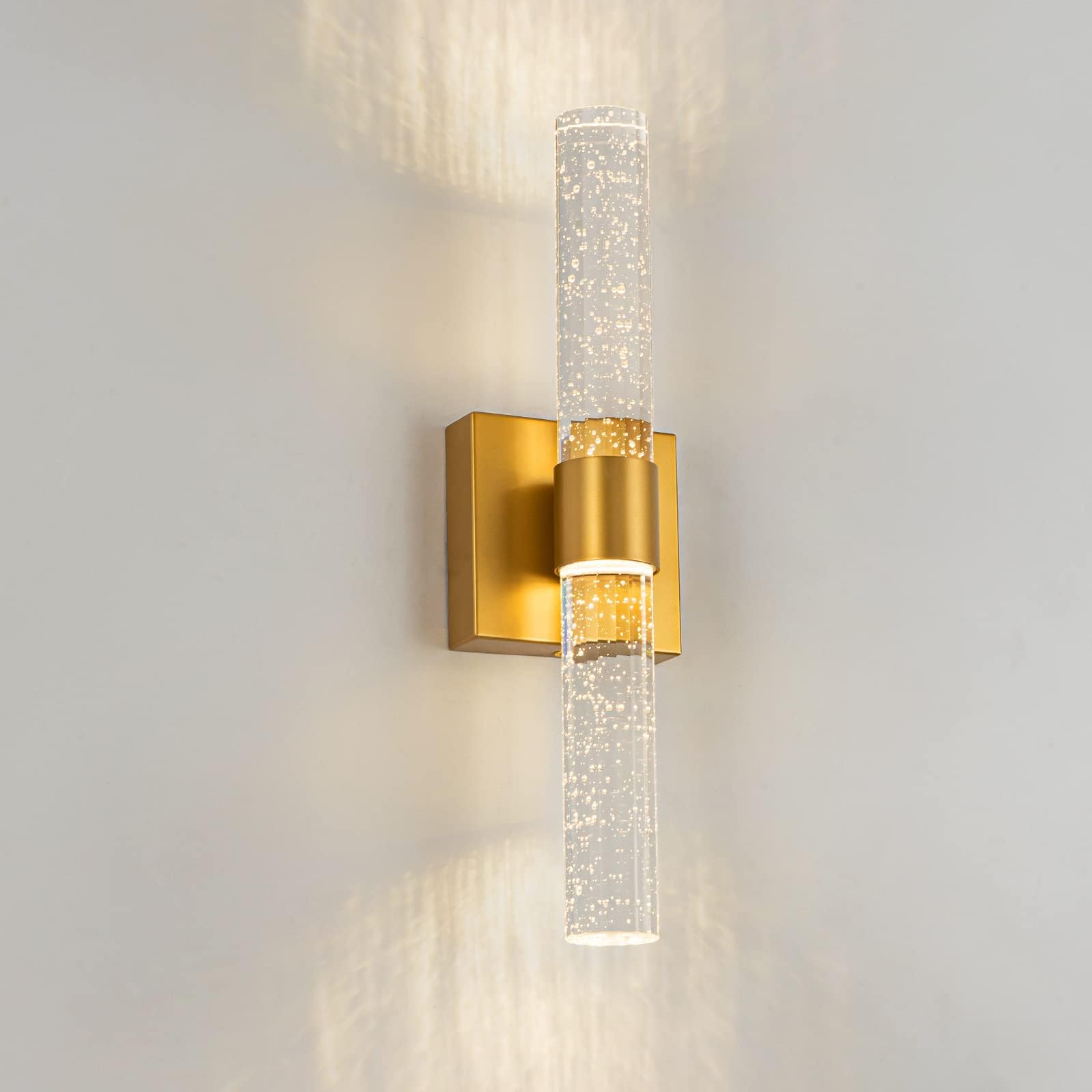 ADXEICE Bathroom Vanity Light Gold Wall Sconce 3000K Crystal Bubble