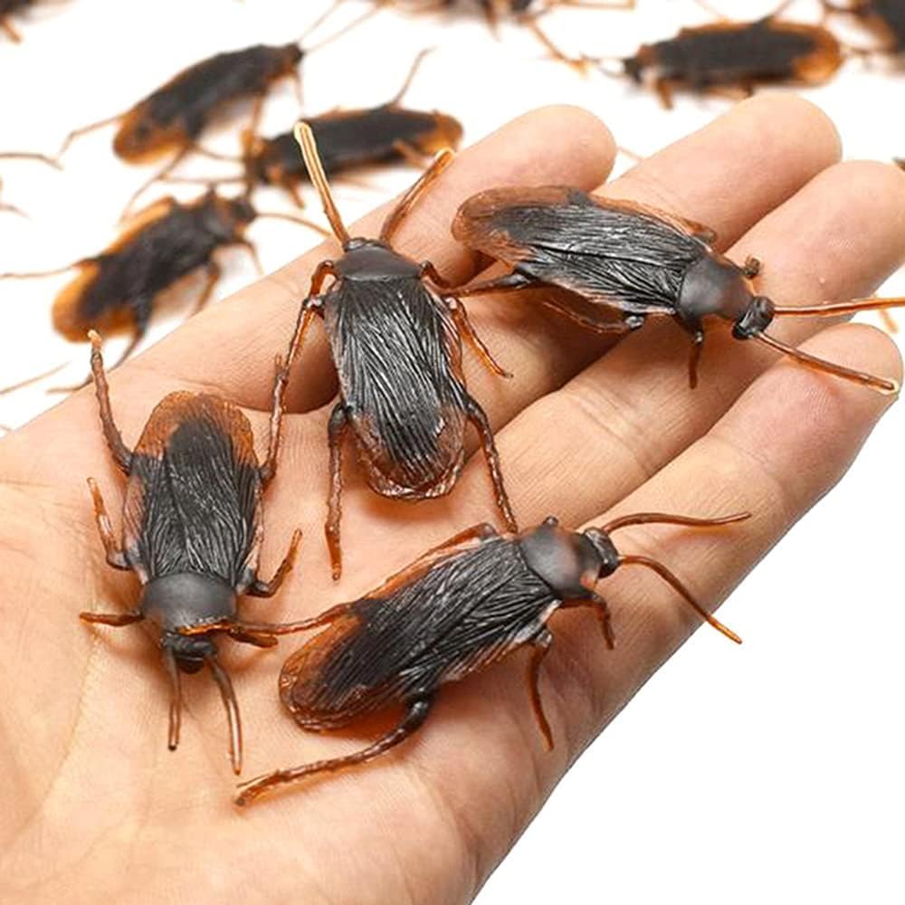 10 PCS Prank Fake Roaches Rubber Cockroach Roach Bug Toy Funny Trick Joke Toys Plastic Bugs