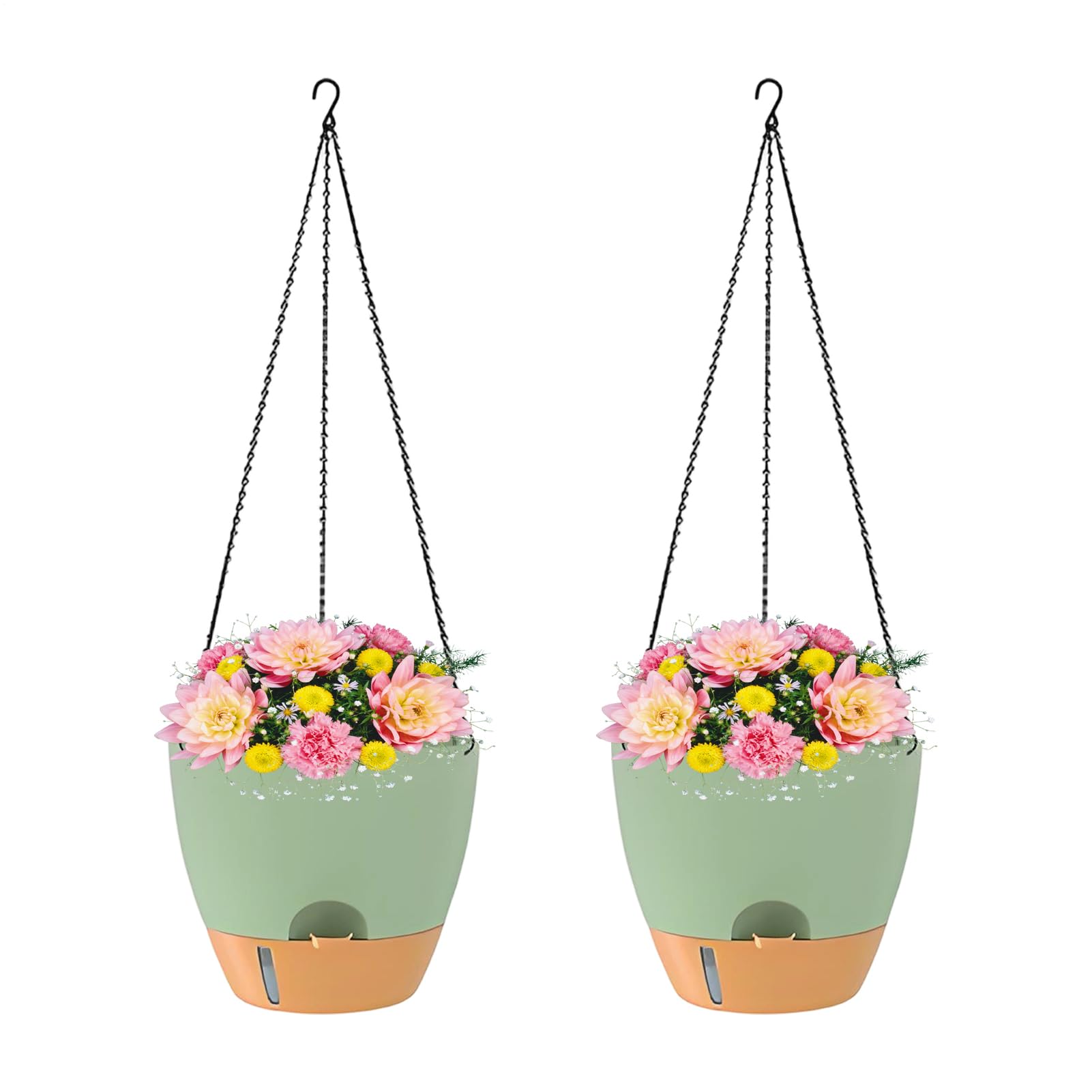 Appendiabiti per piante – Cestino sospeso automatico con serbatoio, set di 2 vasi per fiori per giardinaggio domestico | supporto per piante montato su finestra a parete per design interi