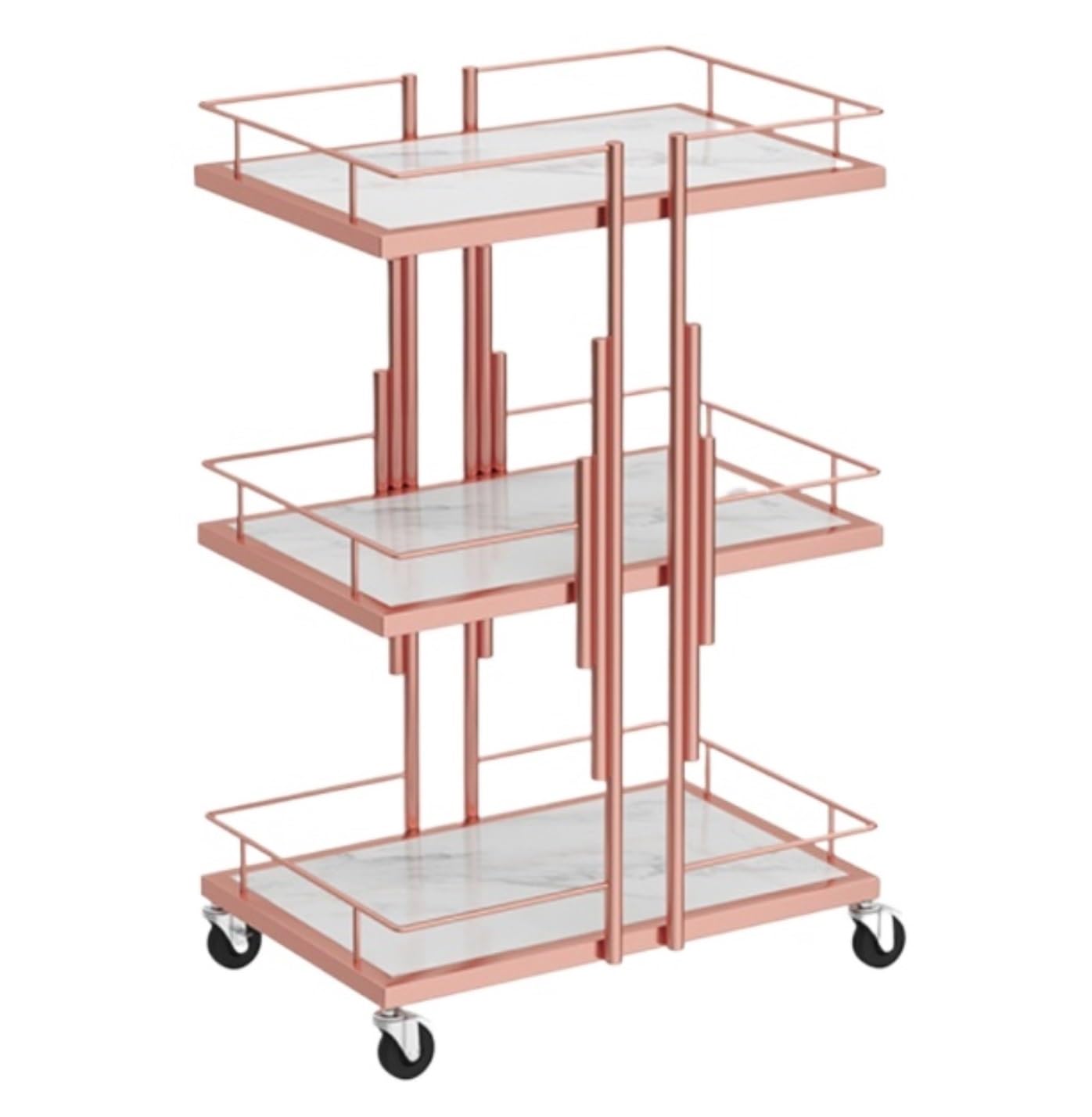 3-Tier Salon Hairdressing Rolling Cart For Bedroom Tattoo Shop For Barber Shops(Rose Gold)