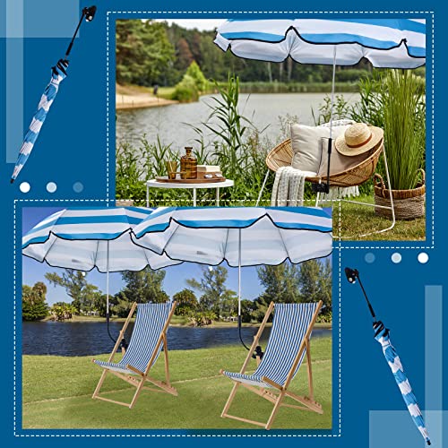 Sadnyy 2 Pcs Beach Chair Umbrella with Universal Adjustable Clamp 38'' Portable Wheelchair Umbrella Clip on Parasol Storage Bag for Beach(Stripe,White, Blue) - Image 5
