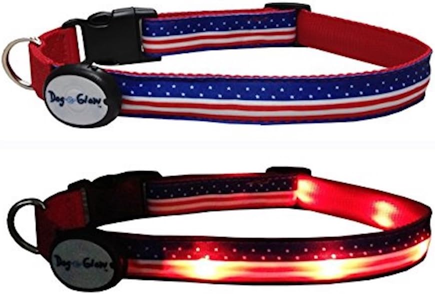 American Flag LED Light Up Dog Collar, Large/1520Inch