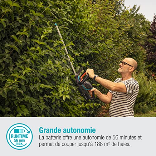 Taille-haies sans fil ComfortCut 60 18 V P4A Gardena, ss batterie : taille-haies avec poignée ergon. et butée d’arrêt, faible poids pour une meilleure manipulation, avec batterie 18 V P4A (14731-20)