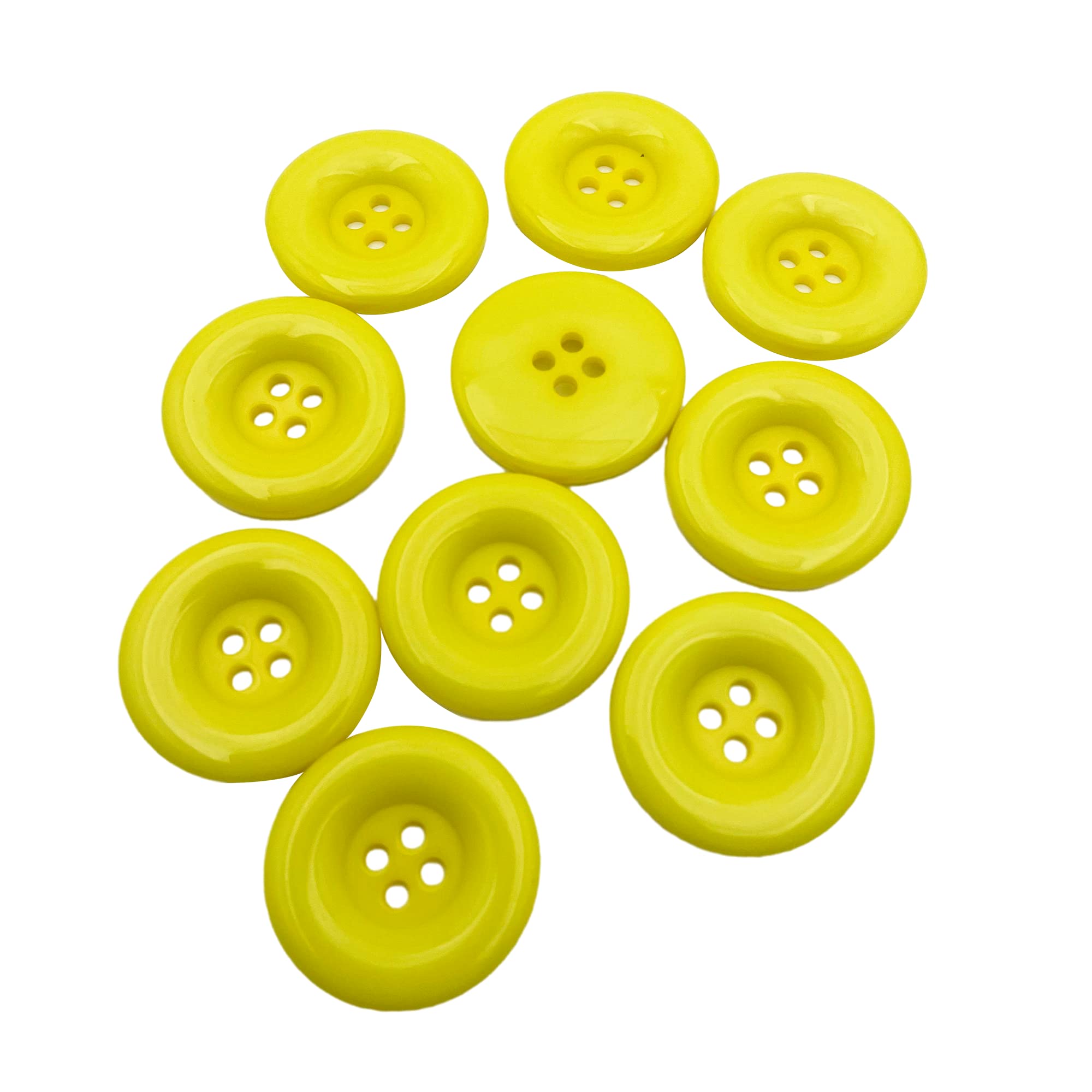 40pcs Resin Buttons 1 inch Round 4 Holes Buttons Coats Suits Shirts Trousers Buttons for DIY Clothing Sewing Accessories 25mm (Yellow) AE684