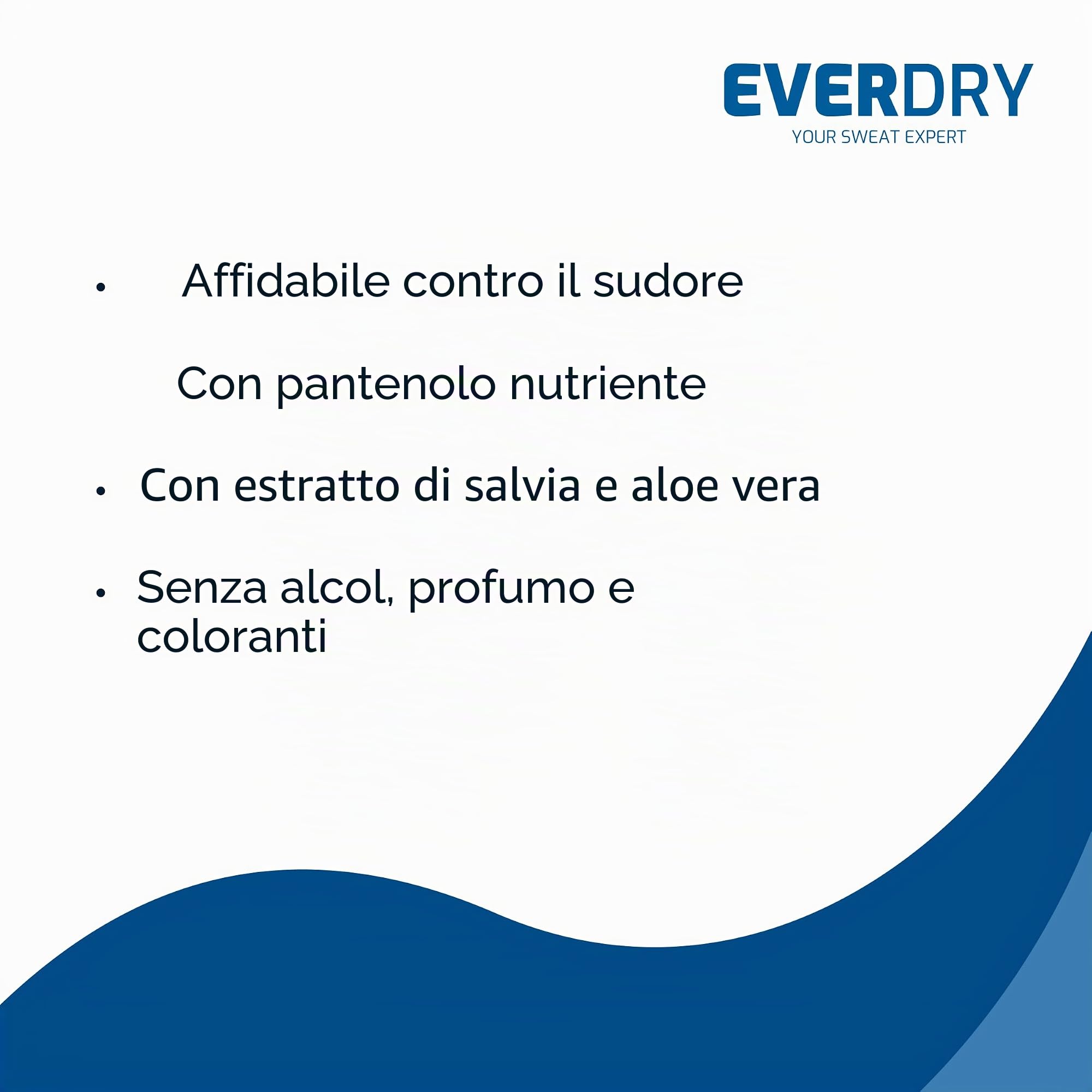 EVERDRY Antitraspirante Plus salviette per la cura contro la sudorazione di corpo, viso e piedi, 10 panni per corpo, viso e feet con aloe vera, salvia e allantoina