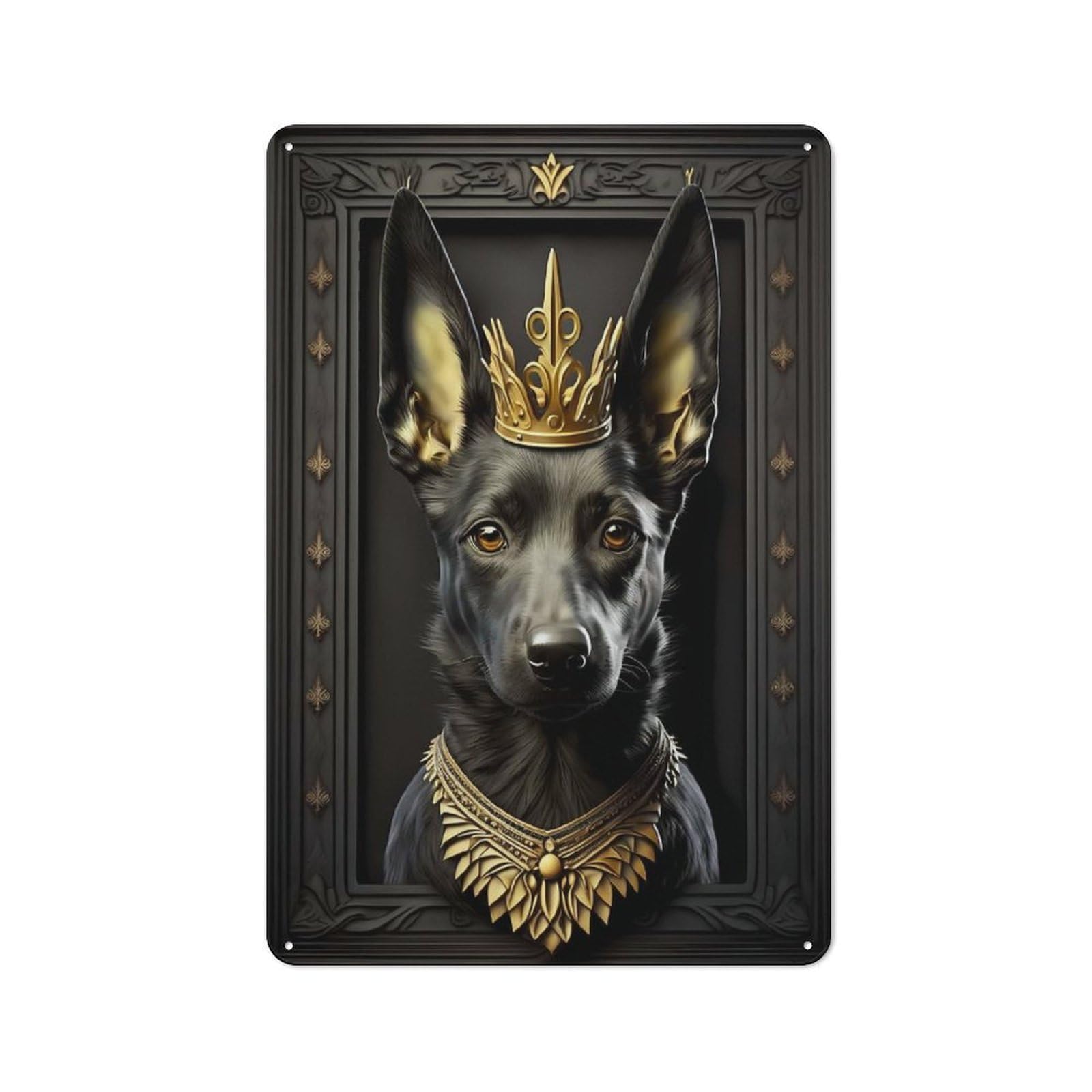 Junmoney Style-3 King Dog Golden Art Deco Retro Metal Wall Sign 30X20cm For Living Room Or Hallway, For Collectors Decorating Living Rooms And Hallways