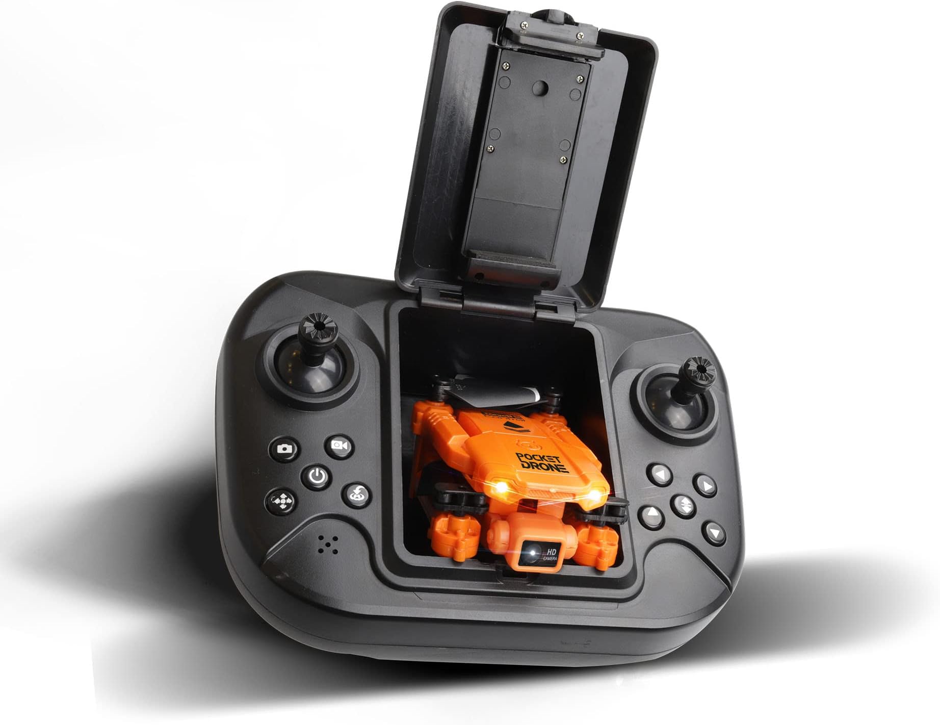 Control 23810 Remote Control Quadcopter Pocket Drone With Precise 2.4 GHz Control, Folding, Carried In Transmitter, Altitude Sensor, Flip, One Push Take Off/Land, 720K Camera, 11cm in length