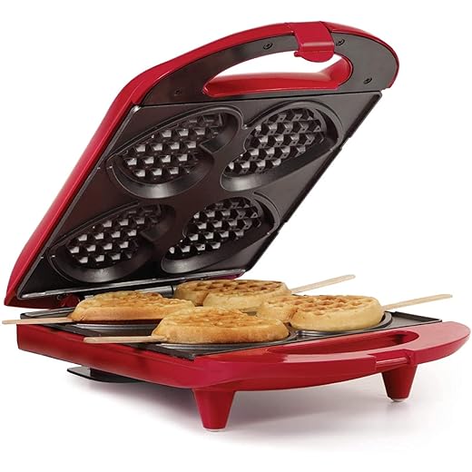 Holstein Housewares – 4” Personal Waffle Maker, Red - Delicious Waffles in Minutes