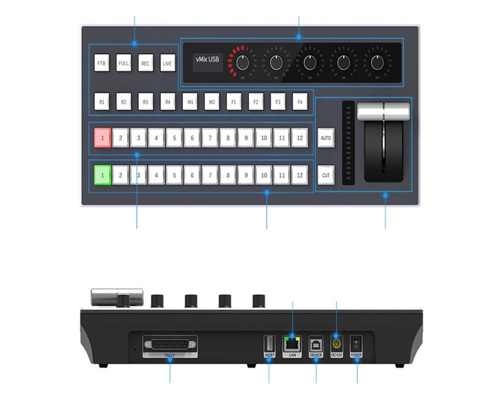 YIPOST Video Mixer Switcher Switcher Panel Video Camera Console Controleer For Live Streaming Stage Event Church Conferenc (Color : 02#, Size : Small)