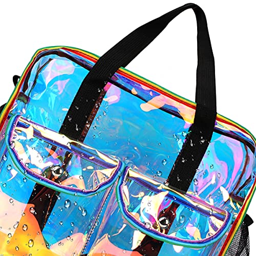 MOFASVIGI Clear Bag Stadium Approved, Portable Tote Transparent Adjustable Crossbody Shoulder Bag Waterproof Handbag for Gym, Work, Concerts, Sports, Travel - Thumbnail 4