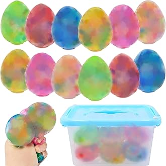 12 Pack Easter Eggs Stress Balls Fidget Toys Squishy Squeeze Ball for Easter Basket Stuffers Party Favors Gifts