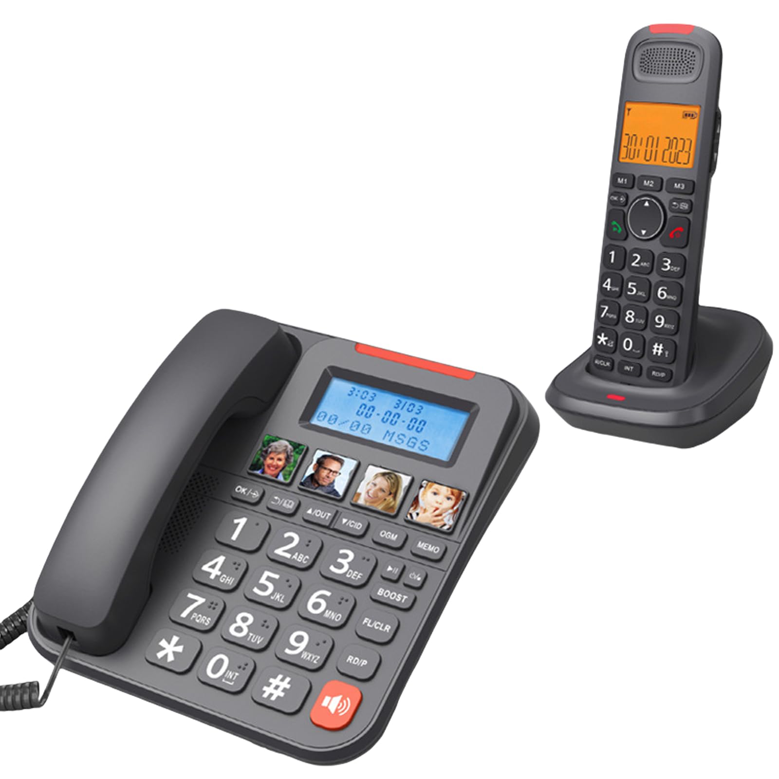 Suoneria regolabile e volumi telefono con filo con 1 chiave aumenta la funzione per accessori telefonici di casa e ufficio