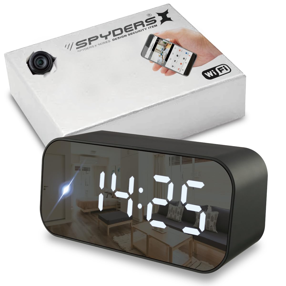 ハンドメイド　カメラ型置時計 スパイダーズX 小型カメラ 置時計型カメラ 防犯カメラ 1080P Wi