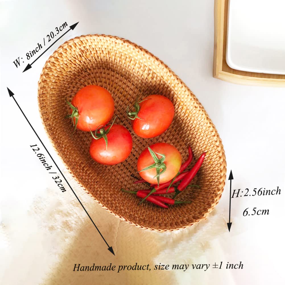3-Piece 16 Inch Wicker Bread Baskets - Woven Serving Baskets For Restaurants, Parties, Decor