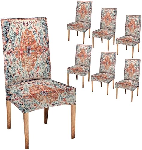 Juego de 6 fundas elásticas para sillas Parson de comedor, extraíbles y lavables, protectores de silla para el hogar, restaurante, banquete, étnico,