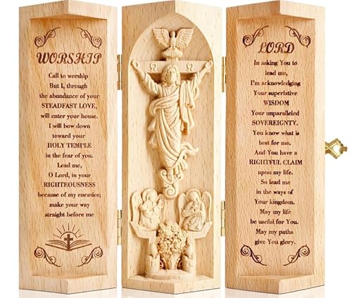 Doskona Openable Wooden Jesus Statue Cylinder Sculpture with Hidden Serenity