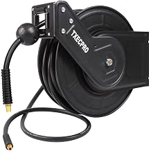 Retractable Air Hose Reel, 3/8 IN x 50 FT Hybrid Air Hose Max 300 PSI, Air compressor hose reel with 5 ft Lead in, Ceiling/Wall Mounted air hose reel,Heavy Duty air tool