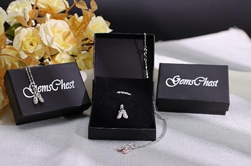 Miniatura 7 de GemsChest Collar de bailarina de plata de ley 925 joyería de circonita cúbica pantuflas de ballet para mujeres niñas adolescentes y bailarines 18