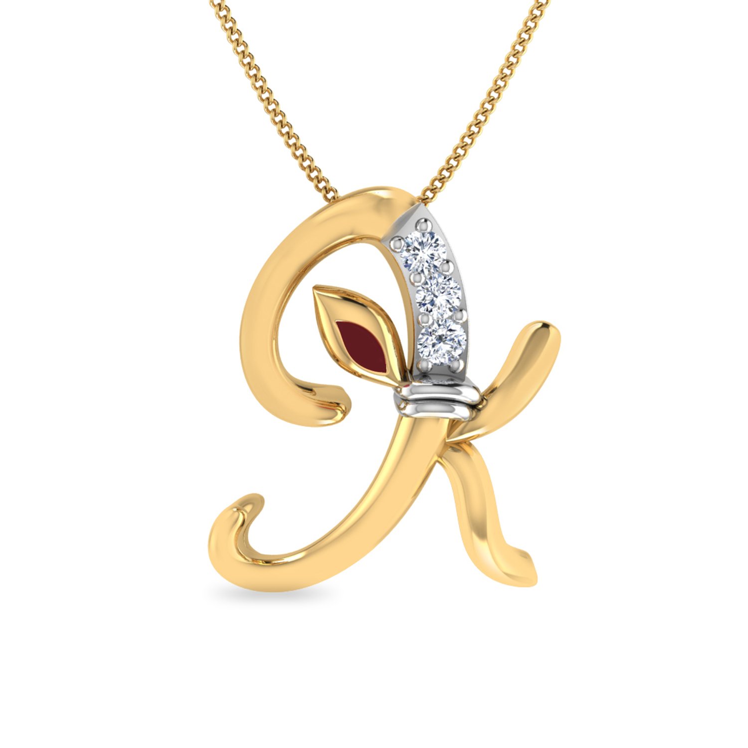pc jeweller The Initial K Ganesha 18KT Yellow Gold and Diamond Pendant-picture-45