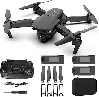 E88 Pro Drone 4K Com Câmera de Alta Definição Wifi Fpv Dobrável Drone 2.4G 6 Eixos Rc Quadcopter Altitude Hold (Preto, Câmera Dupla, 3 * Baterias）