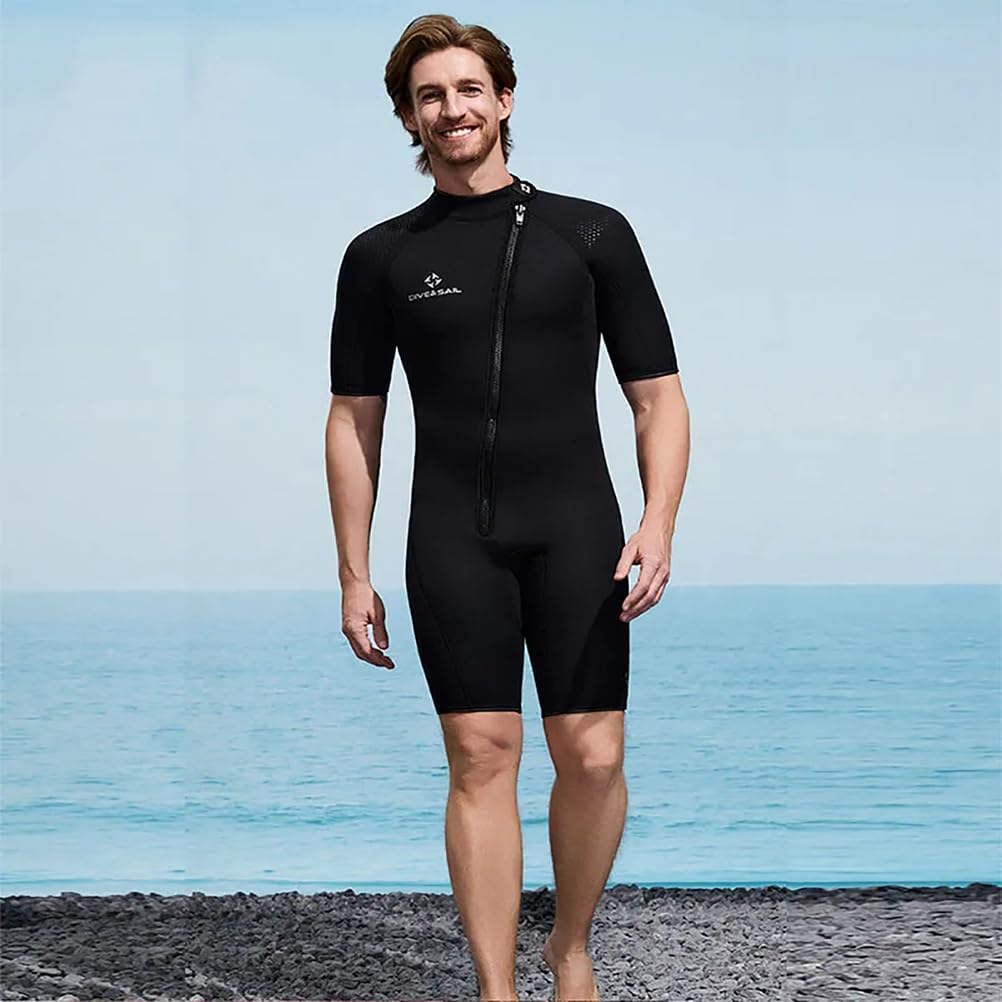 Combinaison Shorty 2mm en néoprène pour Homme et Femme – Combinaison de plongée Une pièce à Fermeture éclair Frontale, Manches Courtes et Jambes Courtes – Idéale pour Snorkeling, plongée