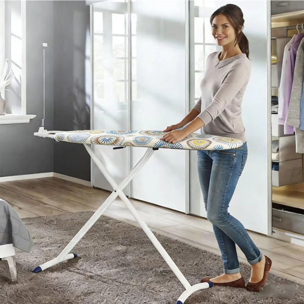 Iron Board Cover Adjustable Iron Board Replacement Cover 36x13 38x13 43x14 48x15in Coton Ironing Board Cover and Pad with Elastic Cord(Blue,43x14in(110x35cm))