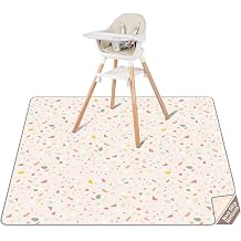CLYMENE Splat Mat for Under High Chair | 51x51 Inch Anti-Slip Baby Splash Mat | Waterproof & Washable Spill Mat for Highchair Floor and Infant Play Terrazzo Treasure