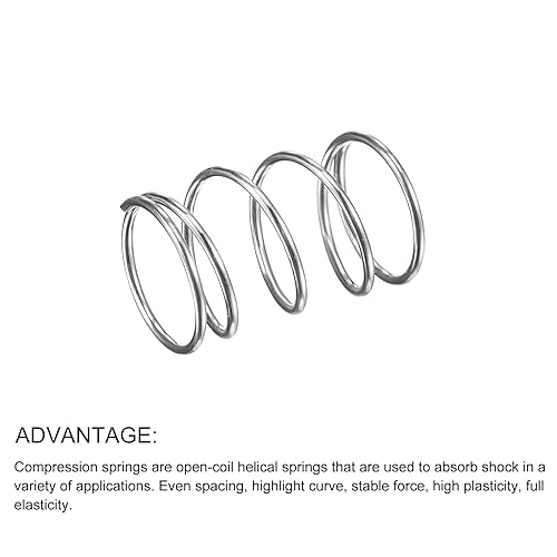Miniatura 64 de METALLIXITY Resortes de compresión (0.012 x 0.118 in de diámetro exterior, 1.18 pulgadas de longitud libre) 10 unidades, resorte de extensión