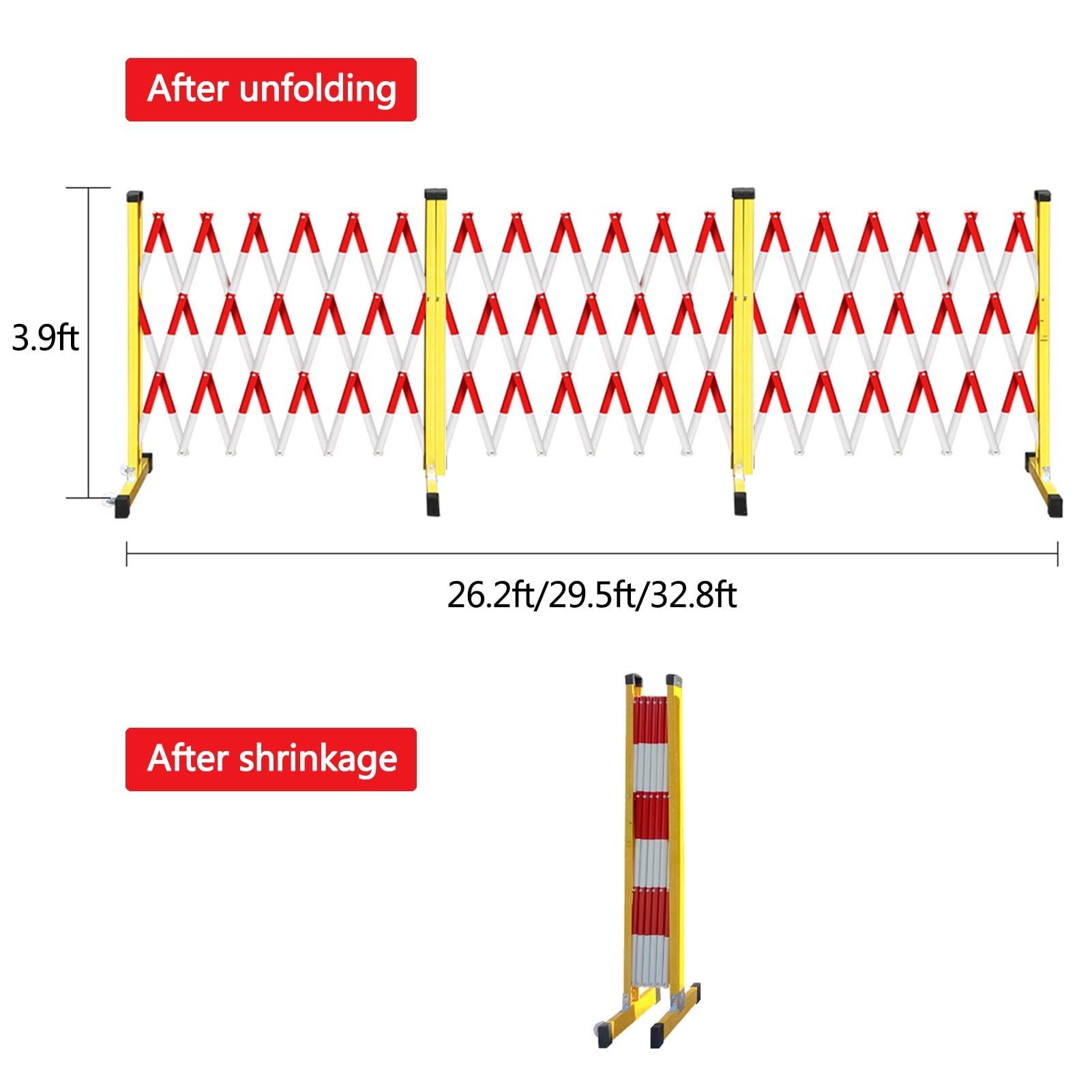 - Parcheggio industriale Securi Traffic Ber, 1,9 m x 90 m retrattile vialetto recinto, pieghevole portatile forbice, nero e giallo per la sicurezza stradale