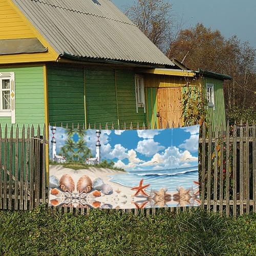 MINDBBDFJ Starfish Lighthouse Beach Print Banners And Signs For Outdoor/Indoor,Personalized Banner Customizable Parties Halloween Banner (180x90cm)4