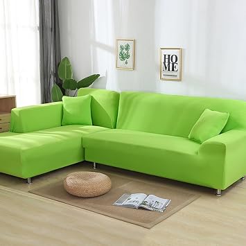 L Shaped Sofa Covers 2pcs Sectional Sofa Slipcovers All-Inclusive Super Stretch Couch Covers Set Furniture Protector Fruit Green,2+3 seat