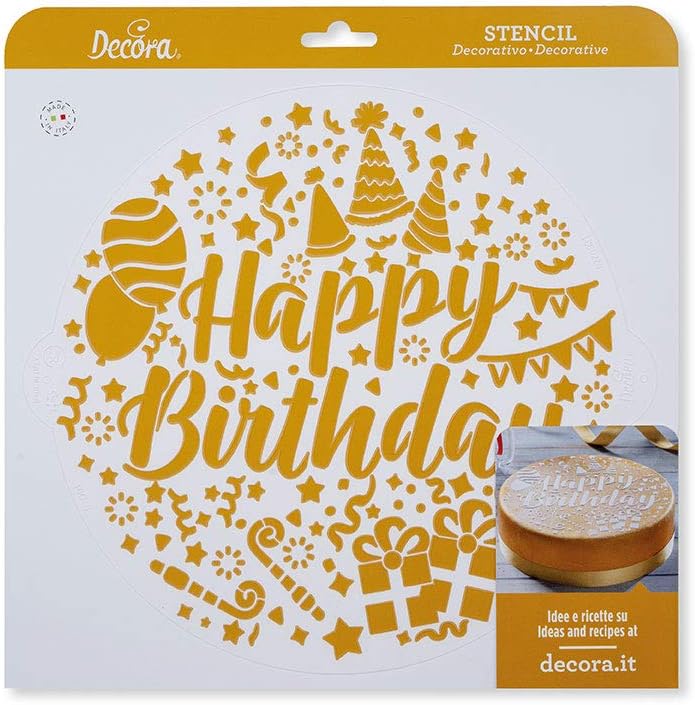 Decora Stencil Happy BIRTHDAY-ø25cm, Plastic