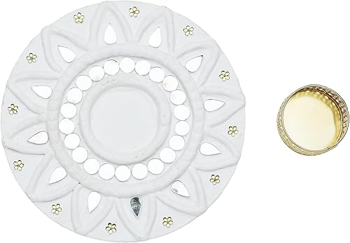 Miniatura 3 de Portavelas decorativo de madera blanco hecho a mano, redondo, verde azulado, portavelas con luces en T, decoración cultural tradicional de Año