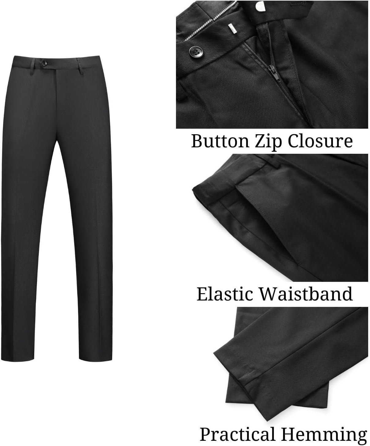 UNINUKOO Mens Tuxedo Suit Set 3 Piece Slim Fit One Button Formal Wedding Party Prom Suits for Men US Size S Black