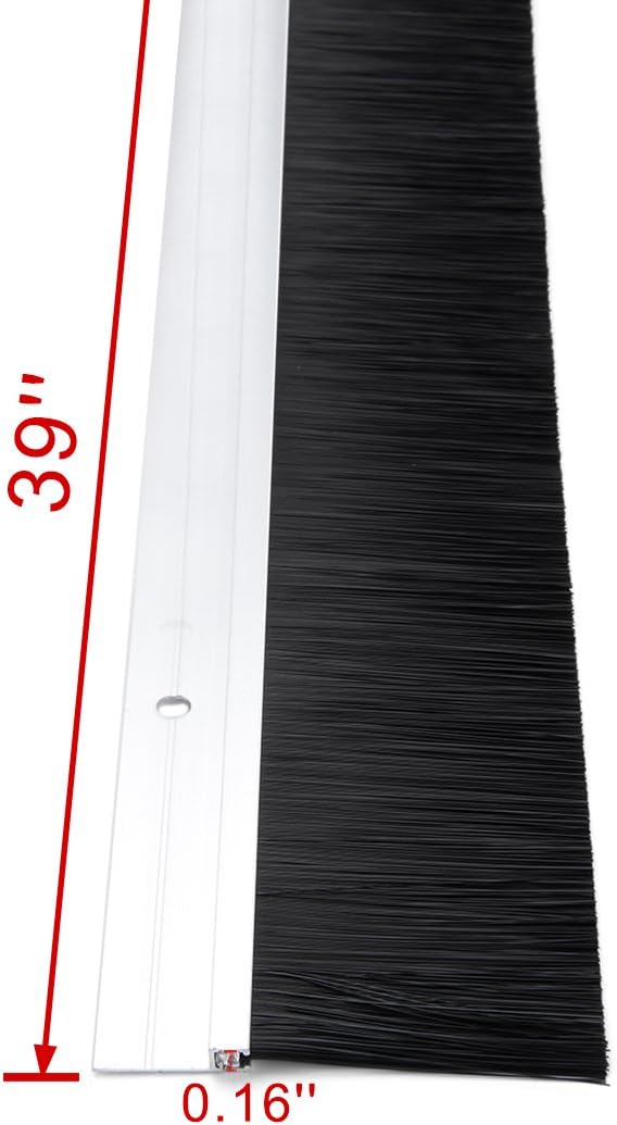 uxcell Door Brush Bottom Sweep Silver Tone h-Shape Aluminum Alloy Holder with 2-inch PP Silicone Soft Brush, 1000mm x 72mm(Approx 39.37-inch x 2.83-inch)