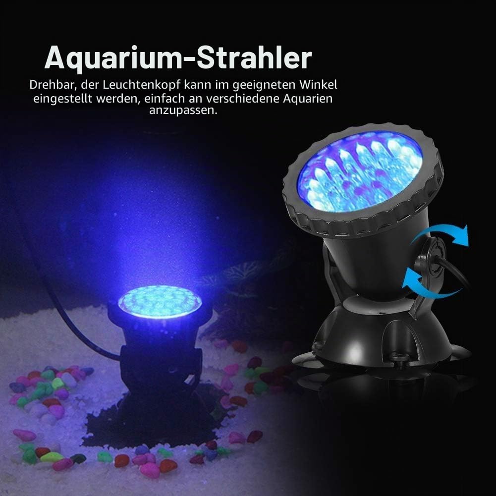 Unterwasserbeleuchtung Unterwasserleuchte Strahler Aquarium Licht Wasserdichtes IP 68 LED Unterwasser Strahler mit Fernbedienung für Wasser Garten Teich Fisch Tank(mit 4 Strahler)