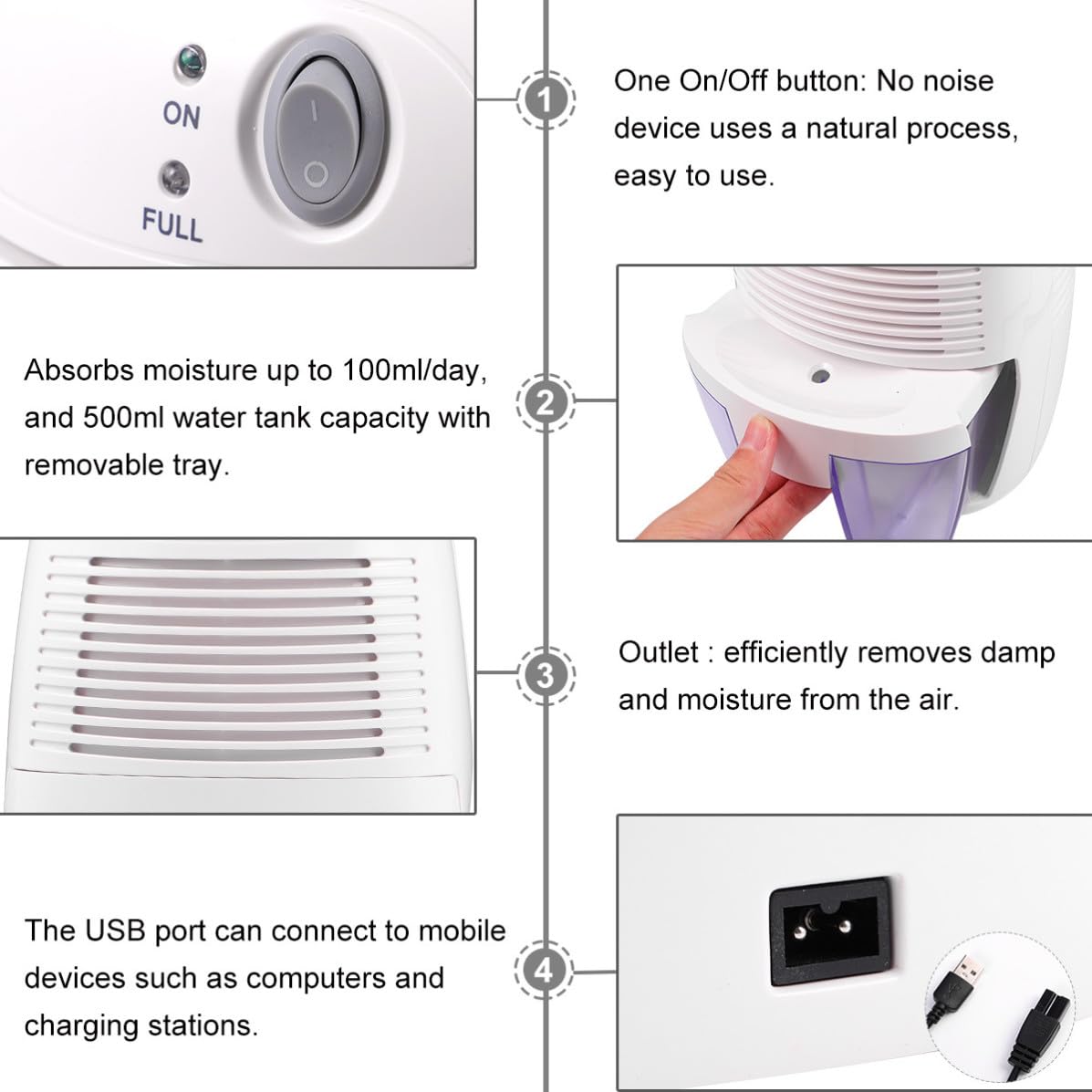 CALLARON Séchoir à Air USB 500ml en Abs, Portable Arrêt Auto