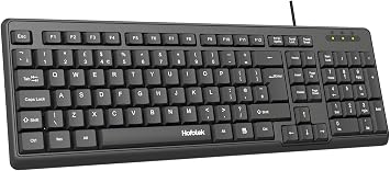 Wired Computer Keyboard, Full Size USB Quiet Keyboard with Number Pad,Slim Compact Soft Basic Laptop Keyboards for Windows PC Office Desktop Black