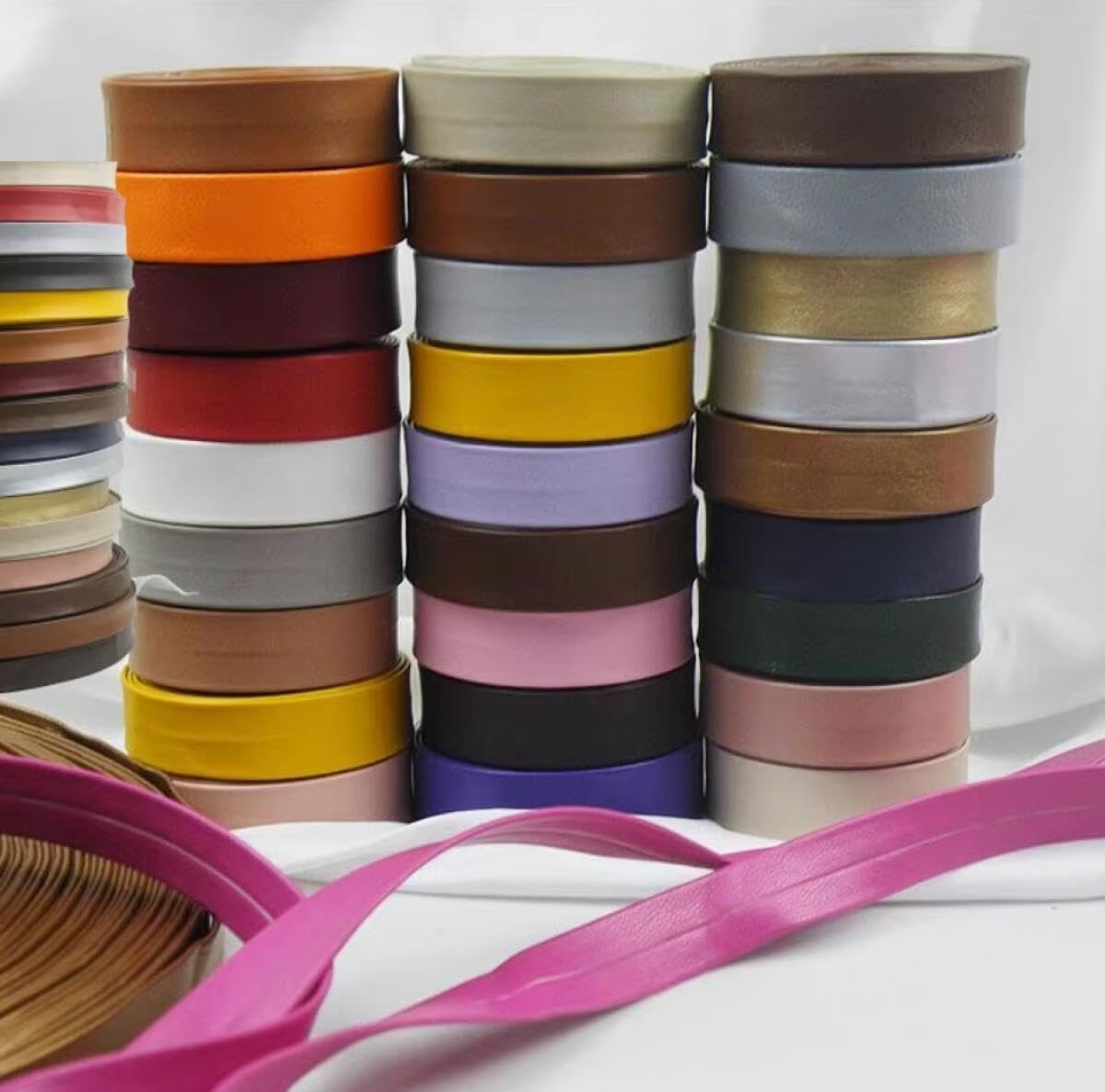 (Light Brown) 5meters Flat Soft PU Leather Strap Leather Cord String Rope Clothing Bias Binding Decoration DIY Necklace Bracelet Making Sewing Accessories 15MM Width