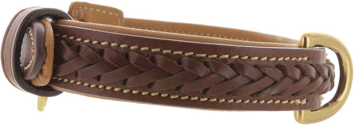 Viosi Leather Dog Collar for Large Medium Small Dogs Best Padded Buffalo Hide 2 Solid Brass Rings for Leash and Dog Tag, Metal D-Buckle